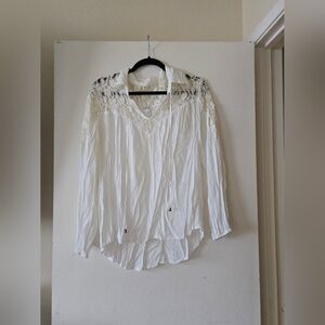 VENUS White Lace Collared Women's Top